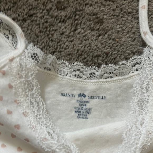Brandy Melville Pink heart Lace Cami Top - Picture 2 of 3